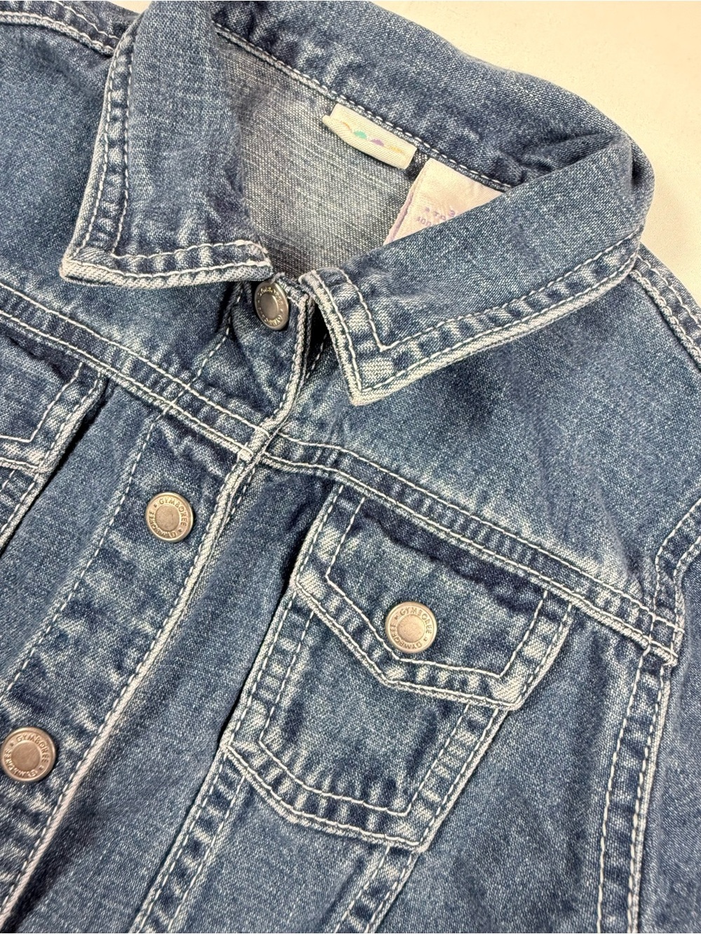 VINTAGE GYMBOREE Girls Forget Me Not Denim Trucker Jacket 3T Y2K Cottagecore 90s - Picture 8 of 12